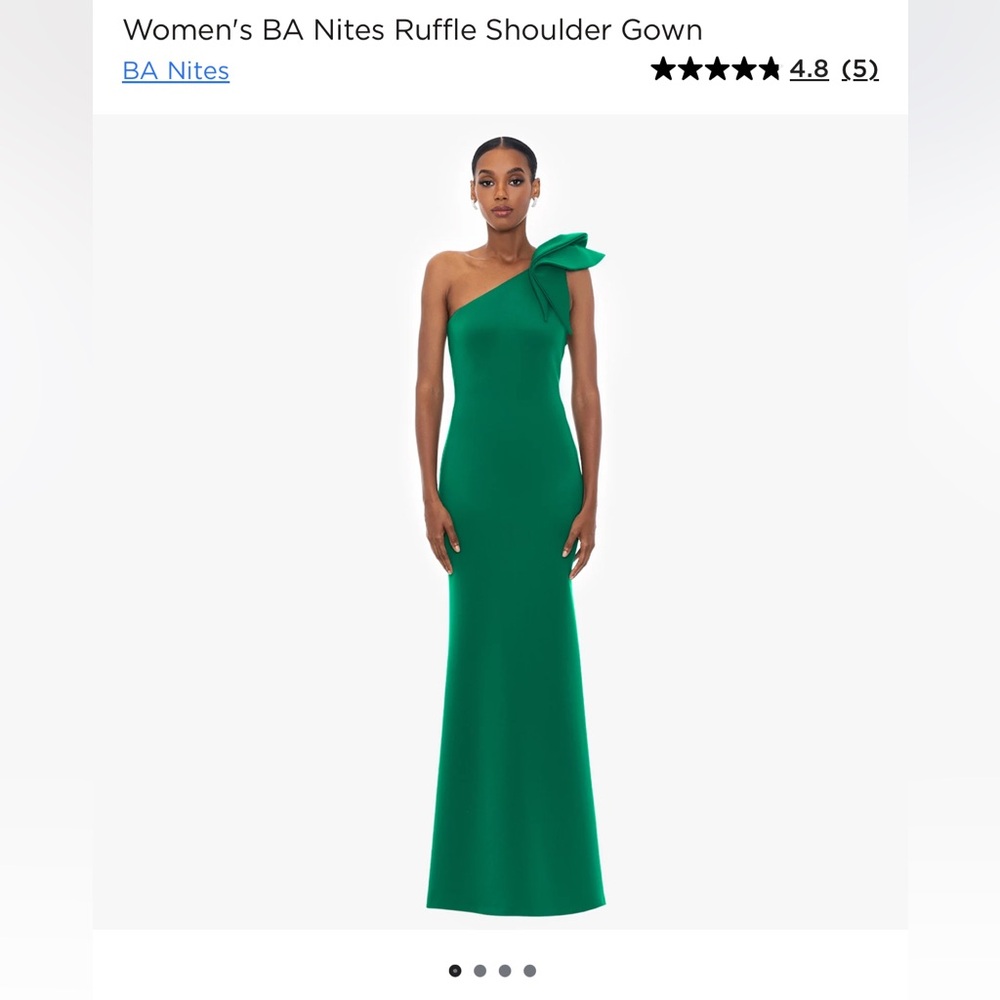 BA Nites ruffle shoulder gown